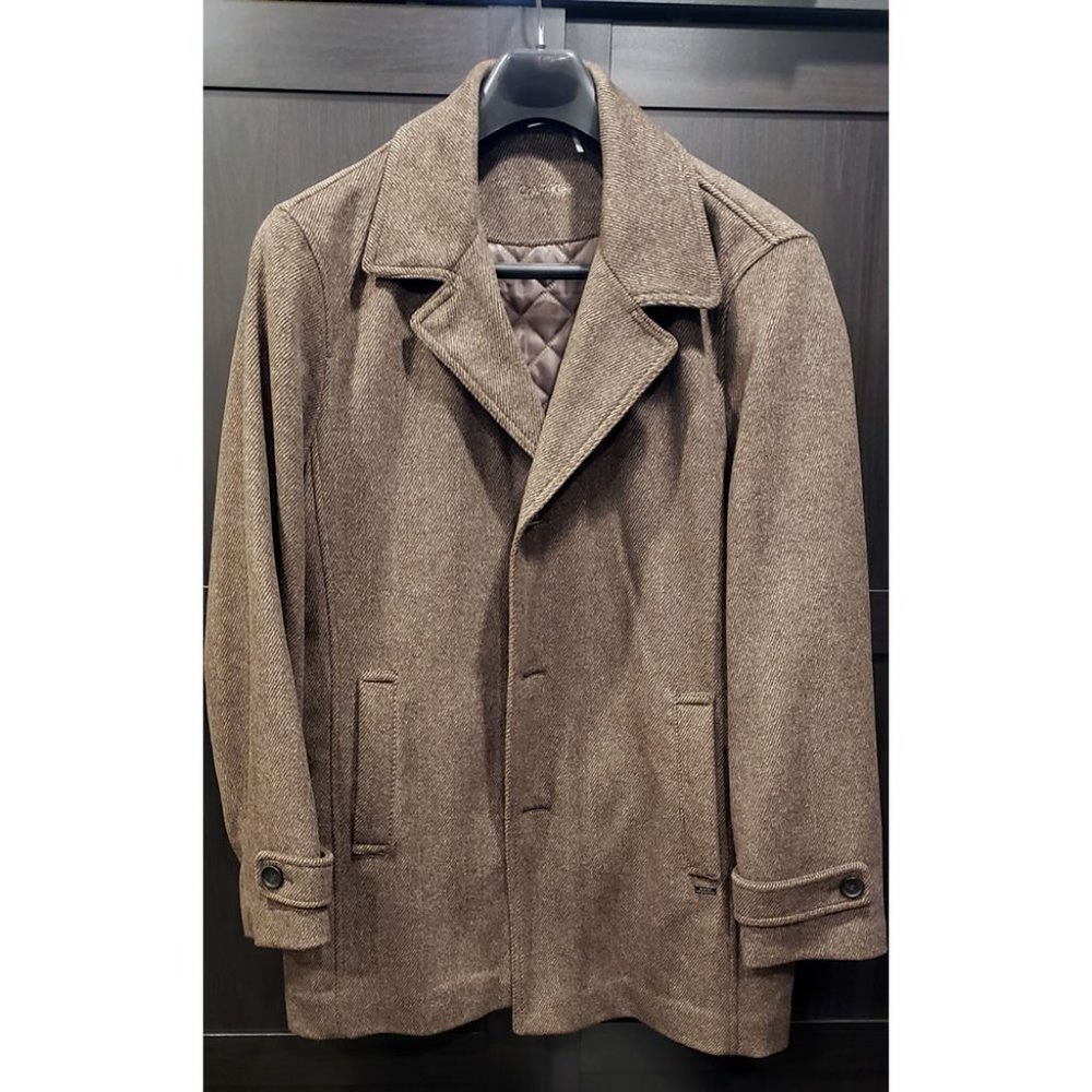 Calvin Klein Wool Overcoat - Brown size L